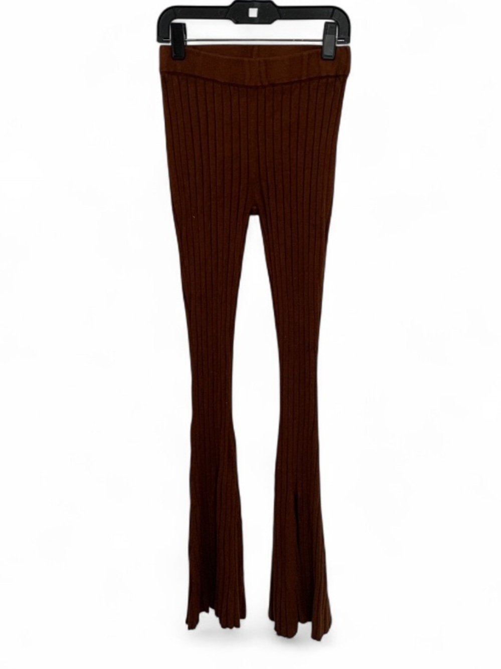 Urban Outfitters Brown Ribbed Flared Pull On Pants with Front Hem Slits